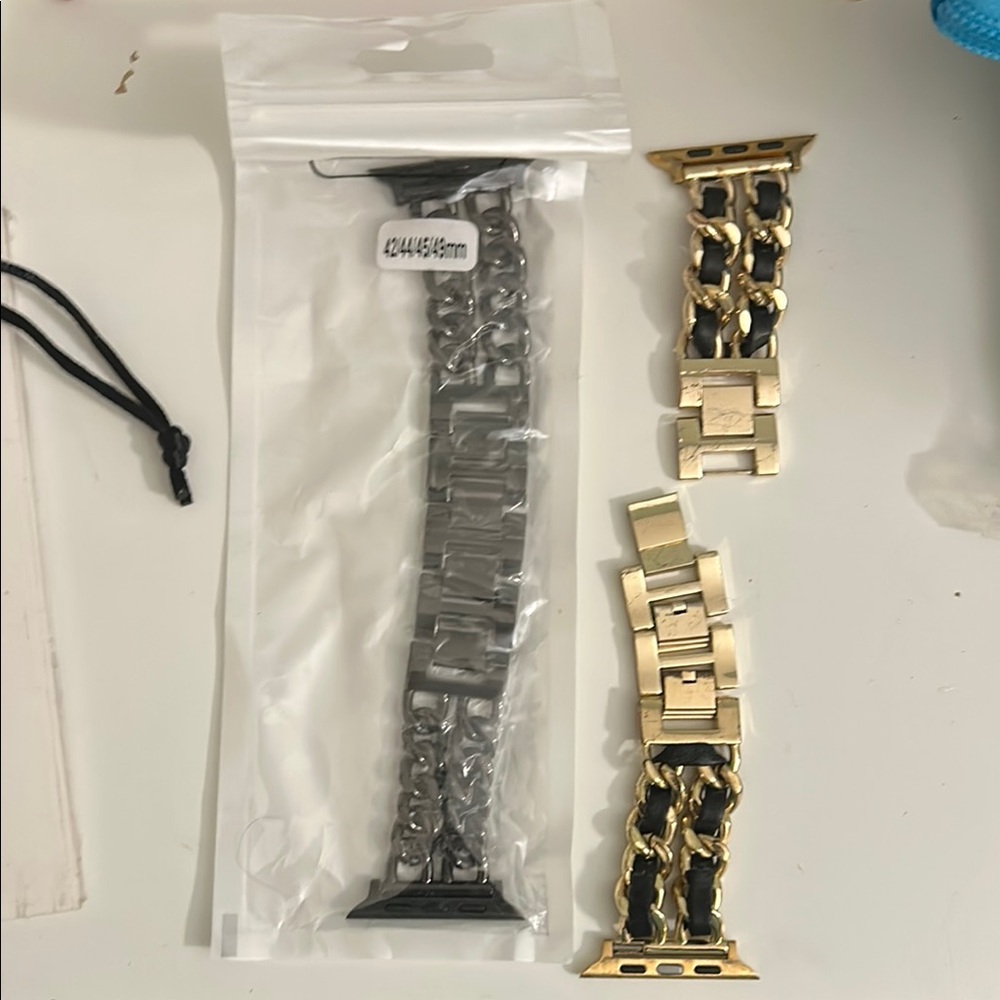 Gold and Black Chain Link Watch Band